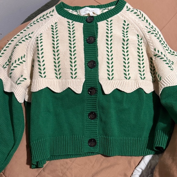 THE GREAT.
The Scallop Two-Tone Embroidered Cotton-
Blend Cardigan - Picture 6 of 13